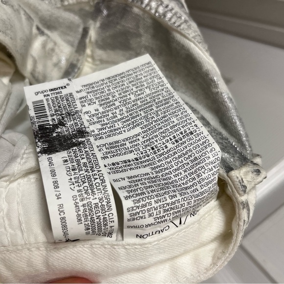 Zara Silver Metalic Jeans Size 2 wide leg - Picture 8 of 14